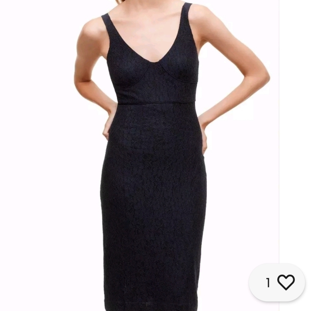 Babaton Aritzia Marsden Dress Navy Blue Lace Bodycon Sleeveless size 6